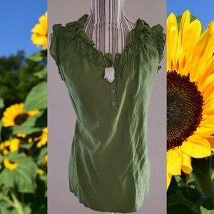 Sleeveless ruffle beck top